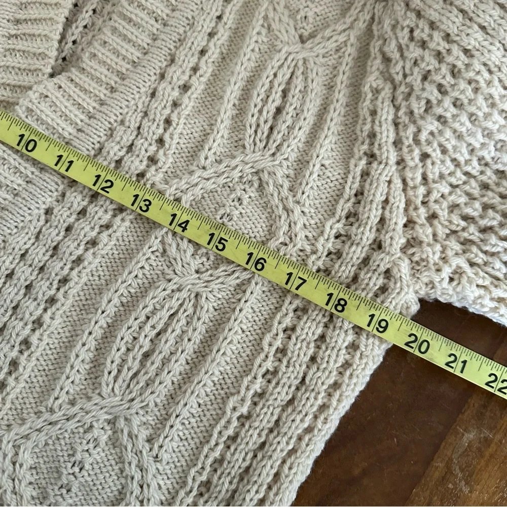 VTG‎ Gaelterra wool heavy knit fisherman cardigan sweater cream size EU 40 - Picture 7 of 12